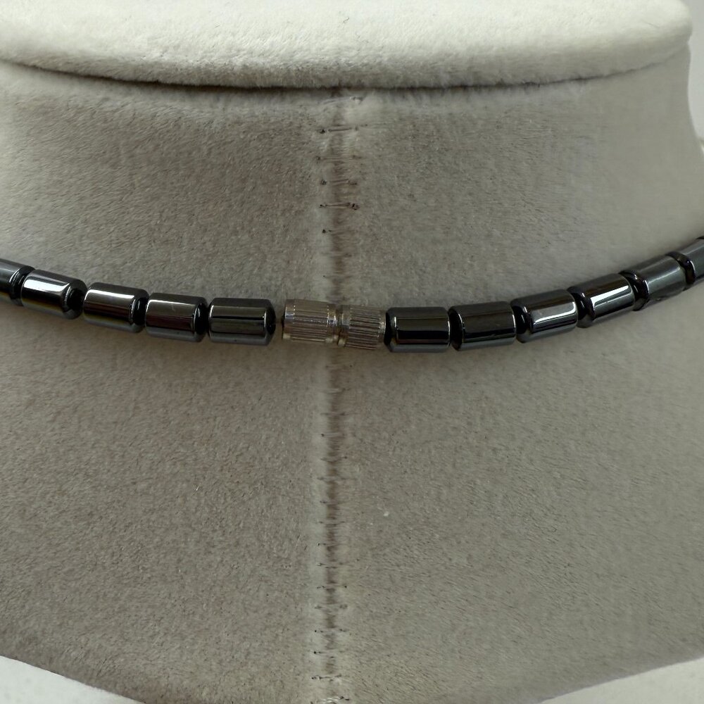 Hematite Beaded Necklace with an Angel Pendant - Picture 3 of 7